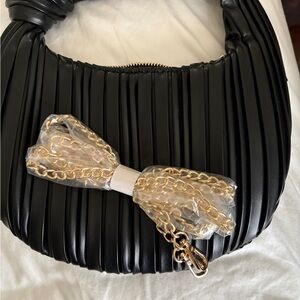 Chic Black Pleated Clutch